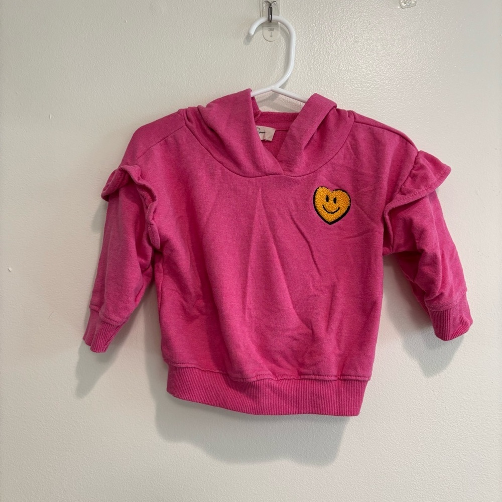 Jessica Simpson sweatsuit hoodie pink 12 months with smiley face